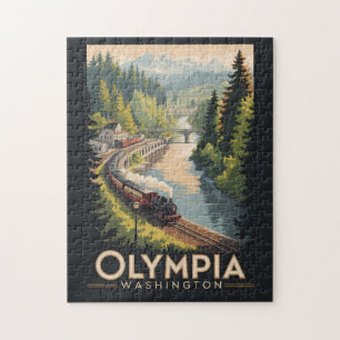 Olympia Washington Illustration Travel Art Vintage Jigsaw Puzzle