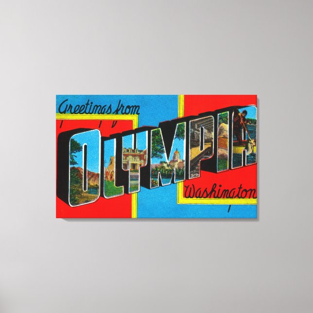 Olympia, Washington - Large Letter Scenes 2 Canvas Print (Front)