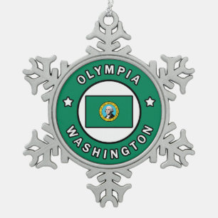 Olympia Washington Snowflake Pewter Christmas Ornament