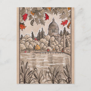 Olympia Washington State Capitol Building and Lake Postcard