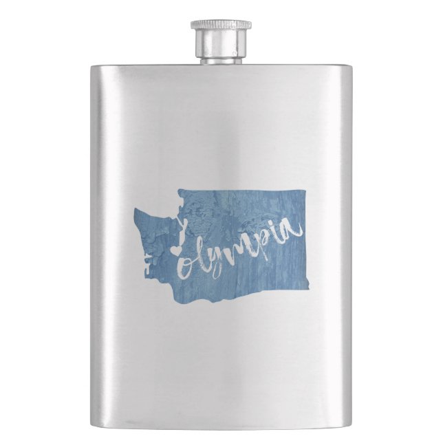 Olympia Washington Wood Grain Hip Flask (Front)