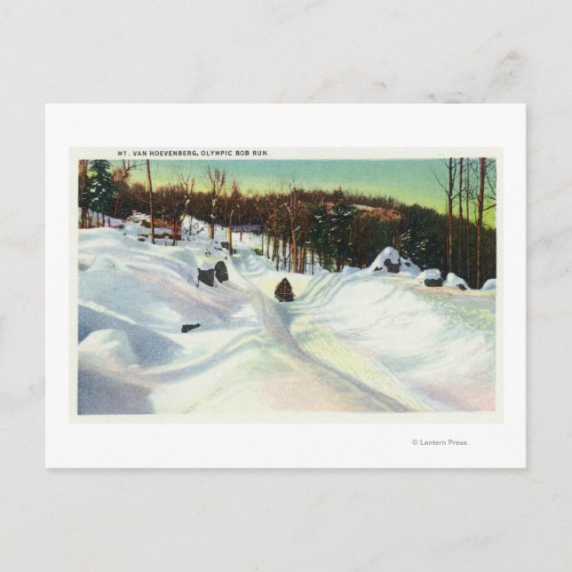 Olympic Bobsled Run View on Mt. Van Hoevenberg Postcard (Front)