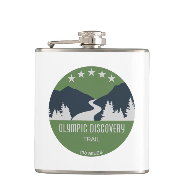 Olympic Discovery Trail Washington State Hip Flask (Front)