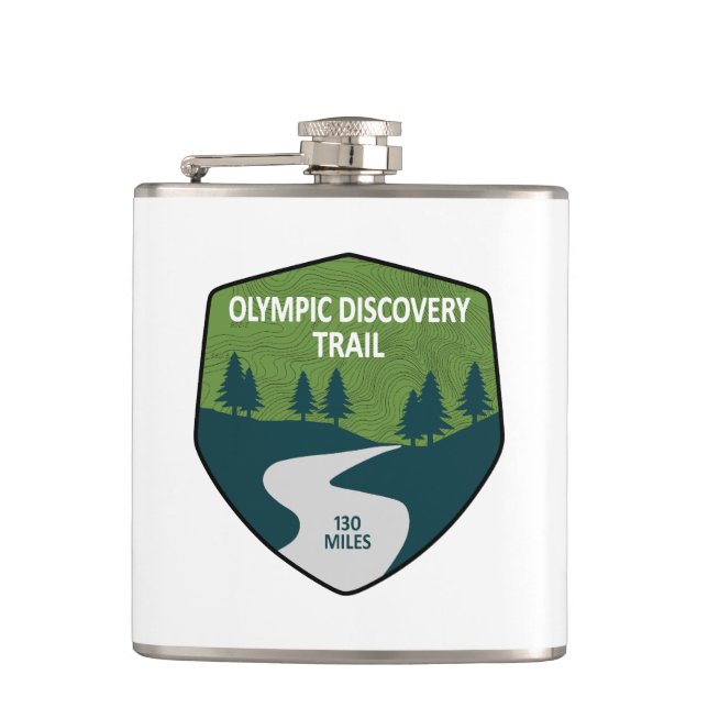 Olympic Discovery Trail Washington State Hip Flask (Front)