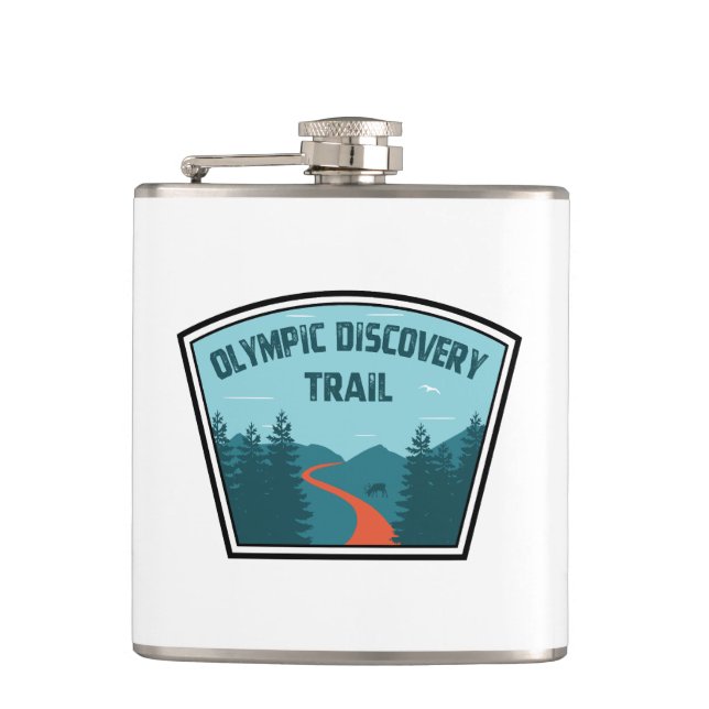 Olympic Discovery Trail Washington State Hip Flask (Front)