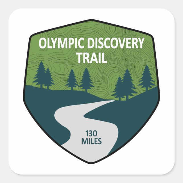 Olympic Discovery Trail Washington State Square Sticker (Front)