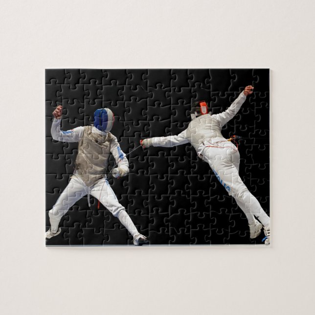 Olympic Fencing Lunge and Parry Jigsaw Puzzle (Horizontal)