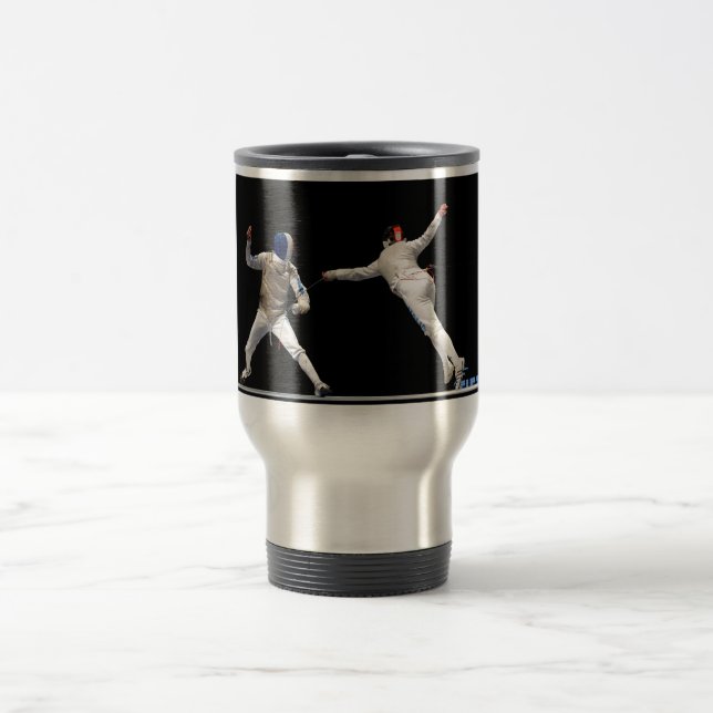 Olympic Fencing Lunge and Parry Travel Mug (Center)