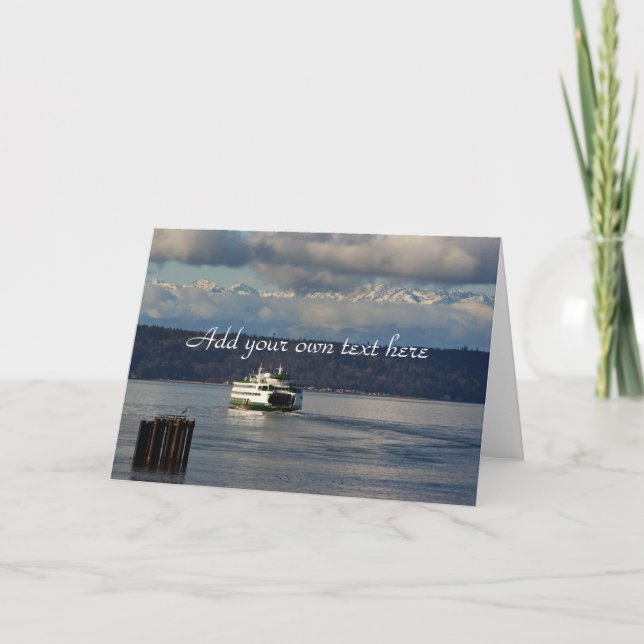 Olympic Mountains and Washington State ferry Card (Front)