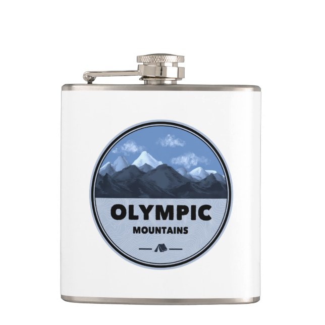 Olympic Mountains Washington Camping Hip Flask (Front)