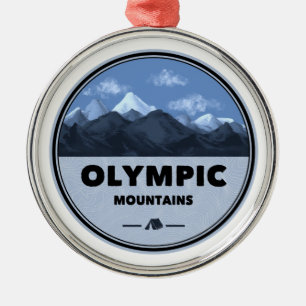 Olympic Mountains Washington Camping Metal Tree Decoration