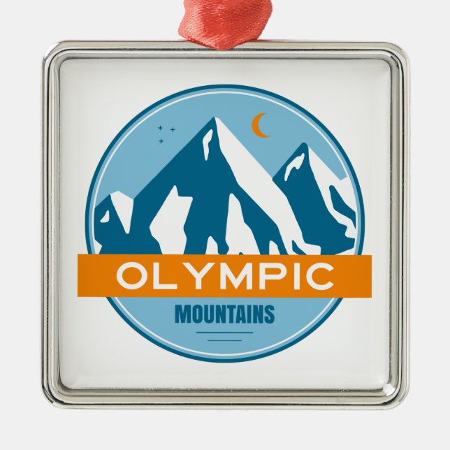 Olympic Mountains Washington Metal Tree Decoration (Front)