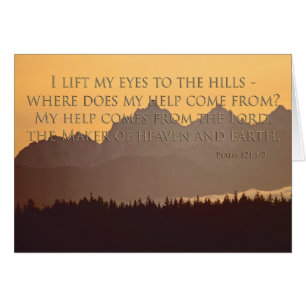 olympic mountains with psalm 121:1-2 card