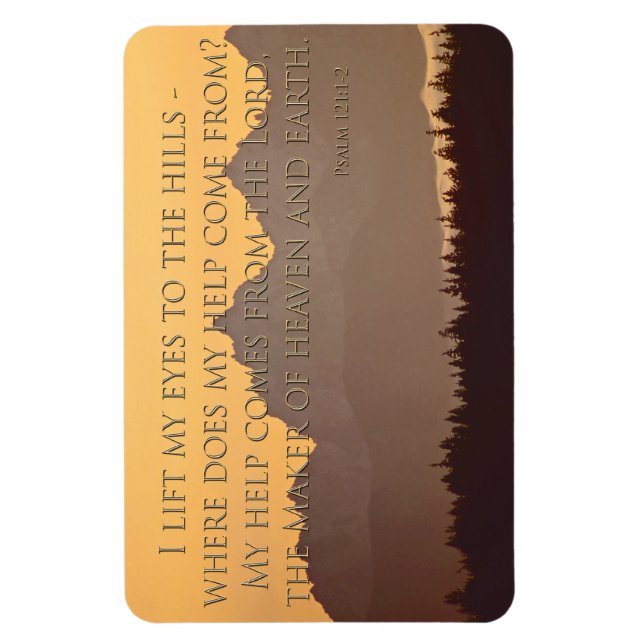 olympic mountains with psalm 121:1-2 magnet (Vertical)