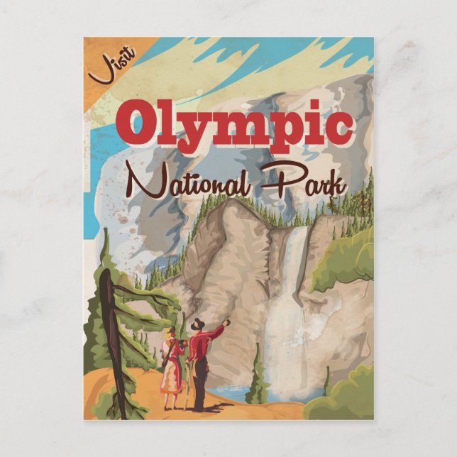 Olympic nation park Vintage Travel Poster Postcard (Front)