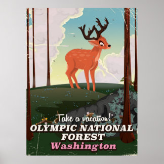 Olympic National Forest USA travel poster