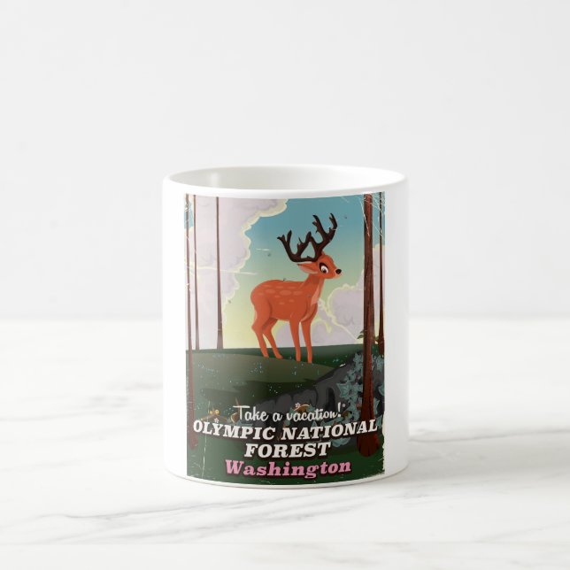 Olympic National Forest USA travel poster Coffee Mug (Center)