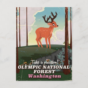 Olympic National Forest USA travel poster Postcard