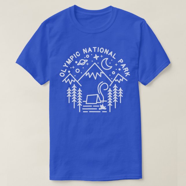 Olympic National Park  Camping Line Art Hiking Gif T-Shirt (Design Front)