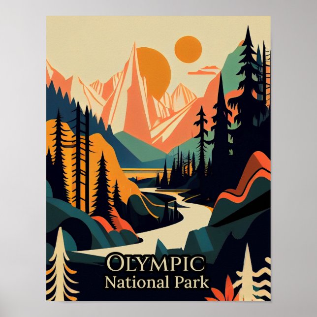 Olympic National Park Contemporary Art Poster (Front)
