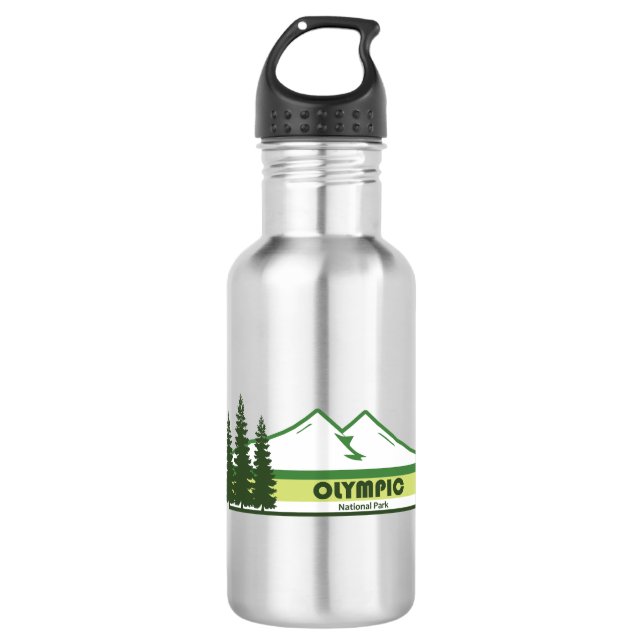 Olympic National Park Green Stripes 532 Ml Water Bottle (Front)