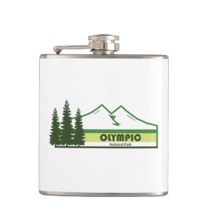 Olympic National Park Green Stripes Hip Flask