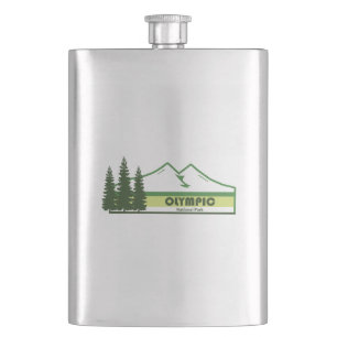 Olympic National Park Green Stripes Hip Flask