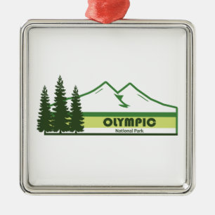 Olympic National Park Green Stripes Metal Tree Decoration