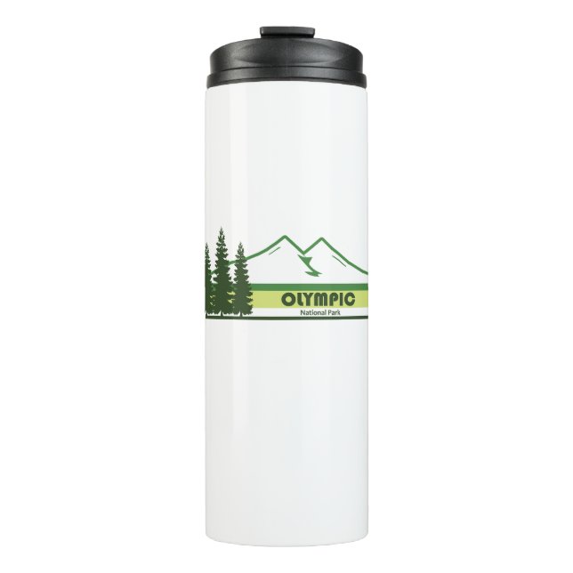 Olympic National Park Green Stripes Thermal Tumbler (Front)
