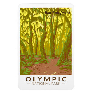 Olympic National Park Hoh Rainforest Travel Art Magnet
