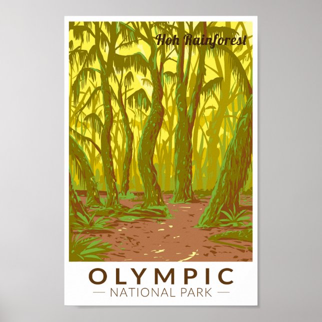 Olympic National Park Hoh Rainforest Travel Art Poster (Front)