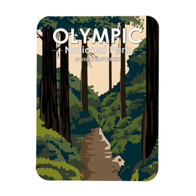 Olympic National Park Hoh Rainforest Vintage Magnet (Vertical)