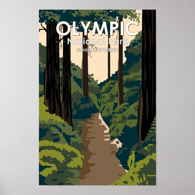 Olympic National Park Hoh Rainforest Vintage Poster (Front)