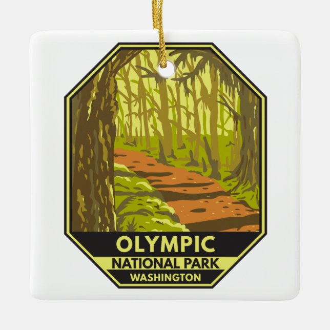 Olympic National Park Hoh Rainforest Washington  Ceramic Ornament (Front)