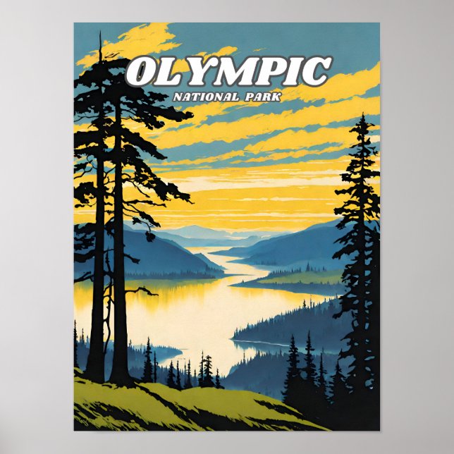 Olympic National Park illustration retro Classical Poster (Front)