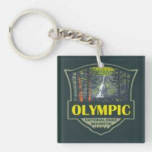 Olympic National Park Illustration Retro Key Ring