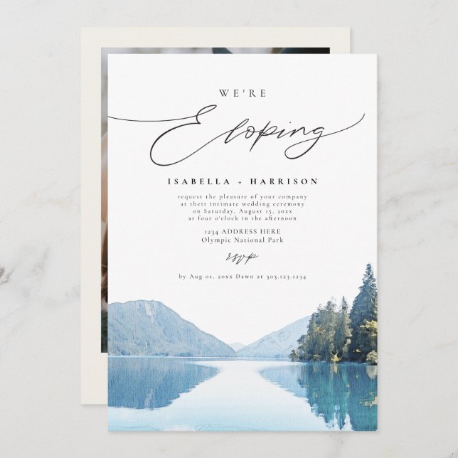 OLYMPIC NATIONAL PARK Mountain Lake Elopement Invi Invitation (Front/Back)