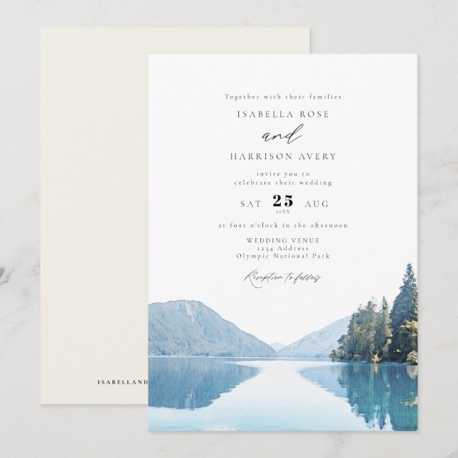 OLYMPIC NATIONAL PARK Mountain Lake Wedding  Invitation (Front/Back)