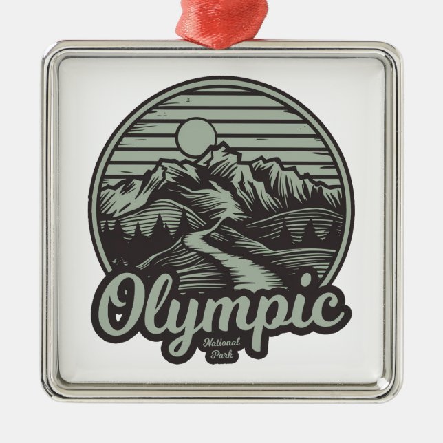 Olympic National Park Mountain Trail Metal Tree Decoration (Front)