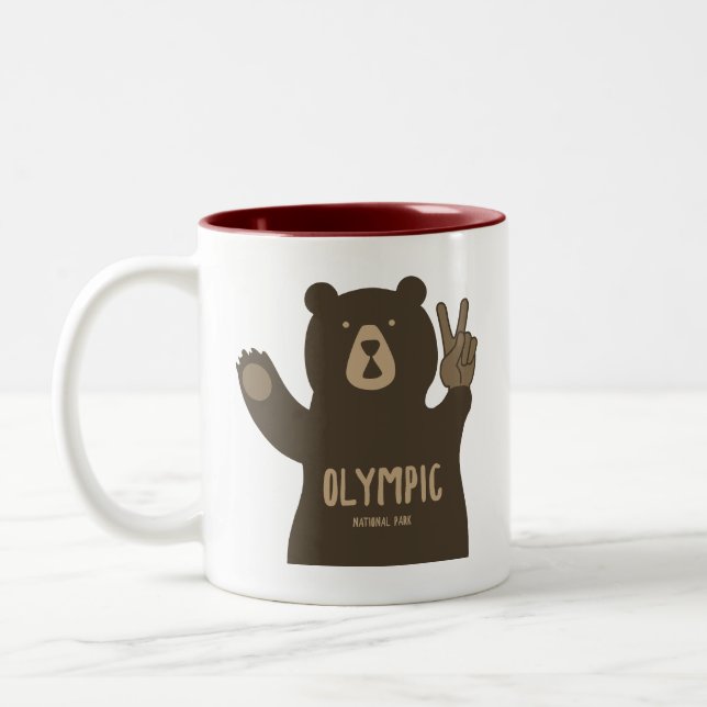 Olympic National Park Peace Bear Two-Tone Coffee Mug (Left)