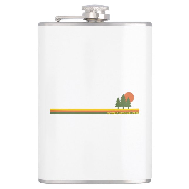 Olympic National Park Pine Trees Sun Hip Flask (Front)