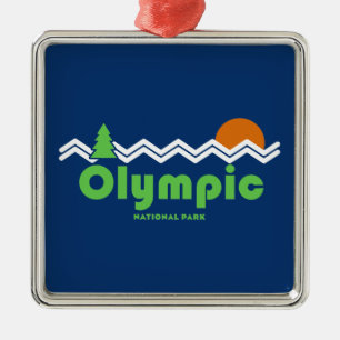 Olympic National Park Retro Metal Tree Decoration