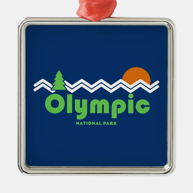 Olympic National Park Retro Metal Tree Decoration (Front)