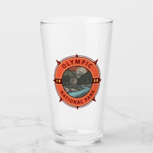 Olympic National Park Roosevelt Elk Retro Compass Glass