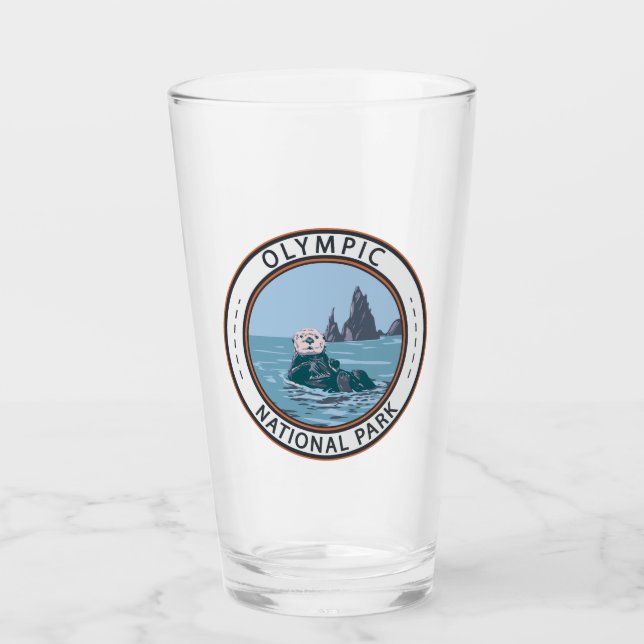 Olympic National Park Sea Otter Circle Glass (Front)