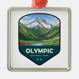 Olympic National Park Shield Metal Tree Decoration