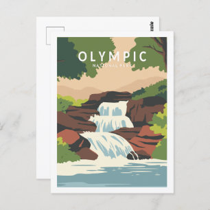 Olympic National Park Travel Place Illustration Postcard