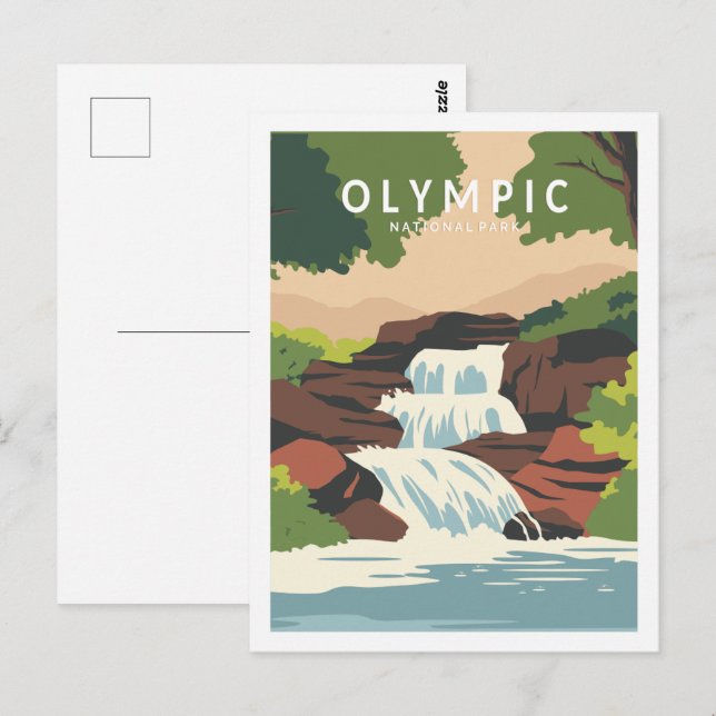 Olympic National Park Travel Place Illustration Postcard (Front/Back)