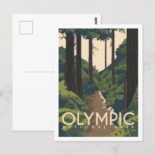 Olympic National Park Travel Place Illustration Postcard