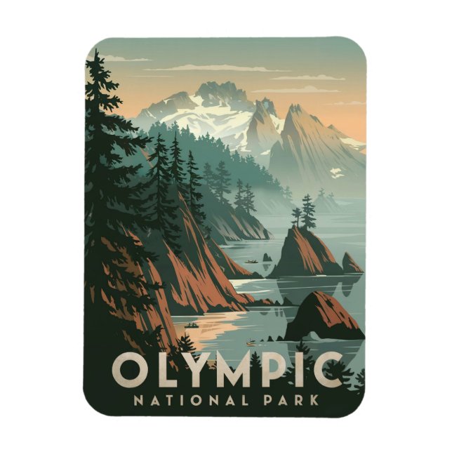 Olympic National Park Vintage Magnet (Vertical)